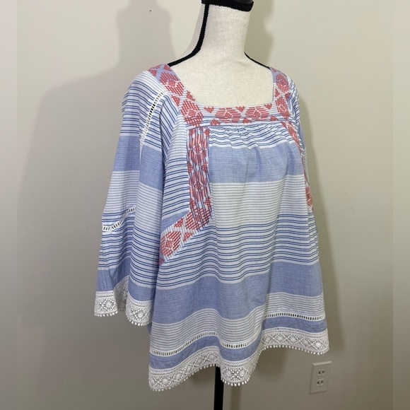 Blue and Red Embroidered Women's Top - Picture 1 of 8